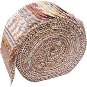 Hanjunzhao Jelly Roll Fabric Strips for Quilting, Crafting, and Sewing, 42 Strip Jelly Rolls Fabric Clearance, Soft Cotton for Blanket, Rug, Upholstery, Home Decor, and Purse Making, Light Coffee