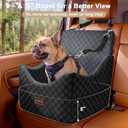 JOEJOY Elevated Dog Car Seat for Small/Medium Dogs up to 35 lbs, Memory Foam Booster Seat with Detachable Washable Cover, Travel-Safe Car Bed with Safety Belts & Storage Pockets, Dark Grey