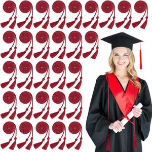 Woanger 30 Pcs 2026 Graduation Cords 67 Inch Braided Honor Cord with Tassels for College Graduation Students Bachelor Master Doctor Grad Decor(Maroon)