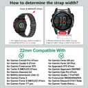 22mm Stainless Steel Metal Band Compatible with Garmin Fenix 8 Pro tactix 8 47mm/E/7/6/pro/5/Plus,Quick-fit Watch Strap for quatix 8 47mm 7/Pro/6/Forerunner 970/965/955/Descent G2 G1 Solar