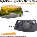 Right Passenger Side Mirror Glass Compatible With 2019 2020 2021 2022 2023 2024 2025Chevy Silverado 1500 GMC Sierra 1500 With backing plate Heated (with a tool) Replace# GM1325159 84309709