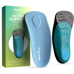 Welnove Plantar Fasciitis Insoles for Men Arch Supports Orthotics Inserts Relieve Flat Feet, High Arch, Foot Pain,Shoe Inserts for Flat Feet Plantar Fasciitis Relief Women's 6-10 (Blue)
