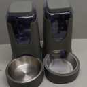 2 Pack Automatic Cat Feeder and Stainless Steel Water Dispenser, Gravity Dog Waterer Set Food Feeder and Waterer Set for Small Medium Kitten Puppy Pets(1 Gallon x 2, Charcoal Gray)