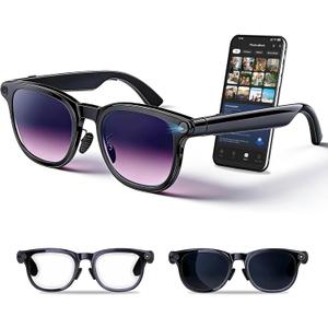 AI Smart Glasses with Camera, 8MP Camera Photos & 1080P Video Recording, Real-Time Translation, Voice Assistant, Open-Ear Audio for Vlogging, Travel, Business (3 Lenses)