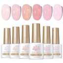 Born Pretty Jelly Pink Gel Nail Polish Nude Pink Sheer Translucent Valentine's Day Gel Polish Milky Natural Gel Polish Set Nail Art Manicure DIY Kit Home Salon 6 PCS