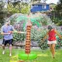 61" Inflatable Palm Tree Sprinkler for Kids, Outdoor Water Spray Toy for Backyard, Pool, and Beach Fun Hawaiian Party Decor Coconut Tree, Summer Lawn Inflatable Sprinkler for Boys and Girls
