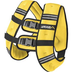 APEXUP Weighted Vest Men 25lbs Weights with Reflective Stripe, Weighted vest for Women Workout Equipment for Strength Training Running (Yellow)