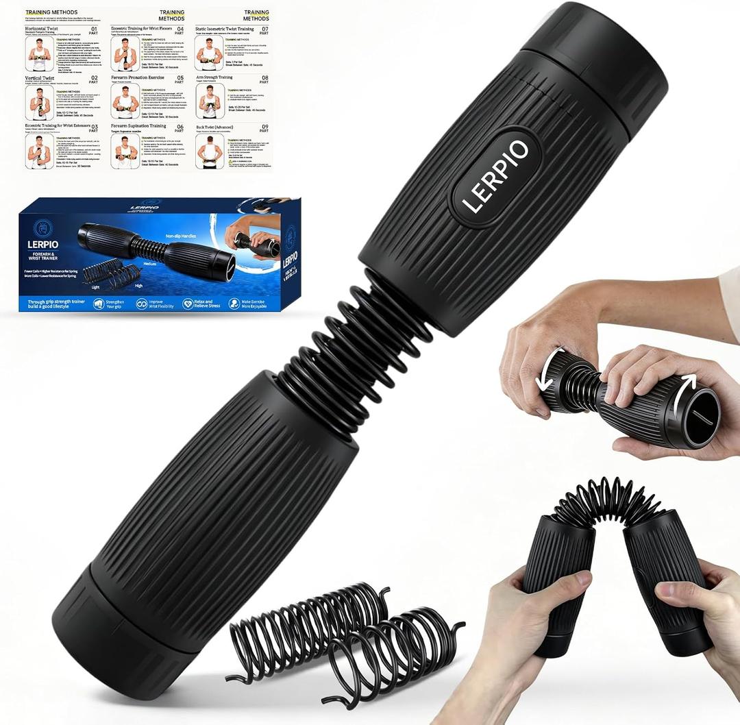Forearm & Wrist Strength Trainer, Adjustable Resistance Forearm Exerciser with Interchangeable Springs Design, Beginner to Advanced Portable Arm Exercise Equipment for Home, Gym, Office