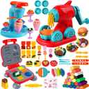 3-in-1 Color Dough Kitchen Creations Set for Kids Aged 3-8, 24 Colors Dough Playset with Ice Cream/Noodle/Hamburger Makers, Food Modeling Art Crafts Pretend Play Toys for Boys Girls