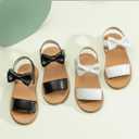 Toddler Girls Sandals Slip-On Open Toe Sandals Little Kid Non-Slip Soft Rubber Sole Princess Flat Shoes (7.5 Toddler, A07/White)