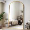 Rowjut Floor Full Length Mirror, Arched Mirrors Full Length 81"x41" Freestanding Large/with Aluminum Frame & Wall Mounted & Hanging or Leaning & Full Body Mirror for Bedroom, (Gold)