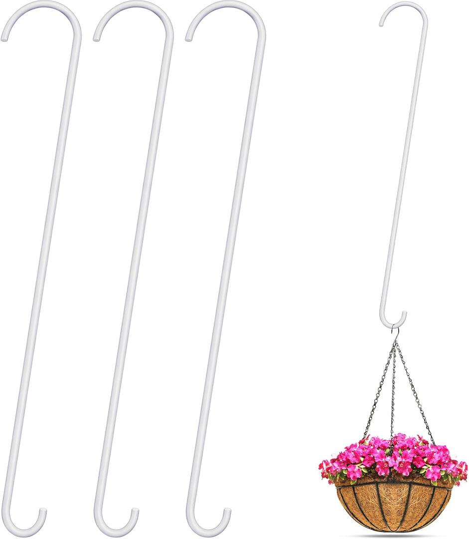 S Hooks for Hanging Plants Branch Hook, 3 Pack, White, 36 Inch