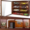 1/18 Scale Diecast Display Case - Wall Mount Clear Model Car Display Case Model Cars Storage Cabinet Rack with Acrylic Door (Cherry, 8 Cars)