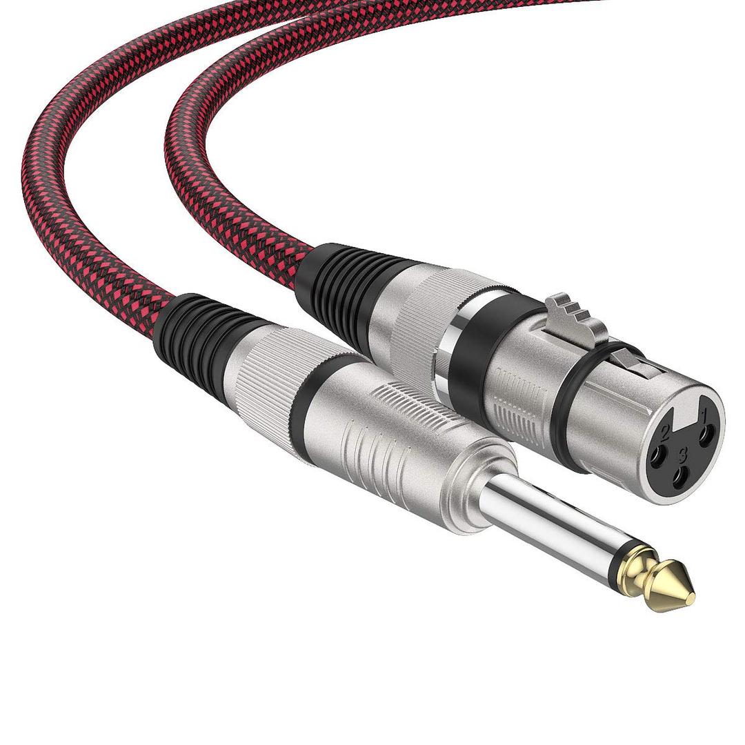 XLR Female to 1/4 TS Cable 15ft 2Pack, BIFALE Nylon Braided Microphone Cable TS 6.35mm Mono Jack Unbalanced Microphone Cable Heavy Duty Mic Cable