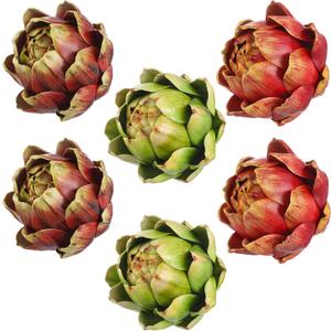 Timgle 6 Pcs Colorful Artificial Artichokes Fake Vegetables and Fruits for Summer Kitchen Wedding Bowl and Vase Decorations (Large)
