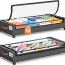 Yecaye 70L Under Bed Storage with Wheels, 2Pack Larger Capacity Under Bed Storage Containers, Underbed Shoe Storage Organizer, Rolling Under Bed Metal Drawers for Clothes, Blankets(35.5 x 17 x 6.7in) (Grey)