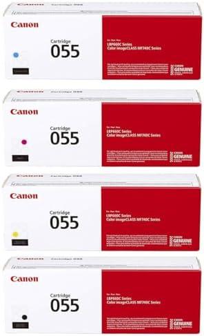 Canon CRG 055 Standard Capacity Toner Cartridge for MF743 & MF741 Printers, Bundle with Black/Cyan/Magenta/Yellow