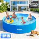 2026 Large Foldable Pool,Non-Inflatable Pool for Adult,Foldable Swimming Pool,Plastic Kiddie Portable Pool,Collapsible Kid Pool for Backyard,Oversized Easy Setup Family Pool for Adult,6.5FT