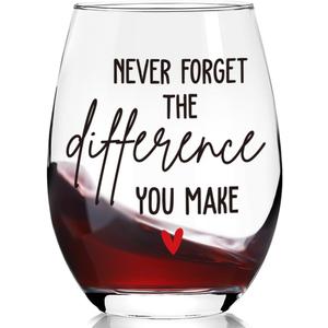 Thank You Gifts for Women,Teacher,Nurse,Coworker,Employee,Manager,Never Forget The Difference That You Make Stemless Wine Glass,Retirement,Goodbye,Farewell Gift,Birthday,Christmas Gifts -76