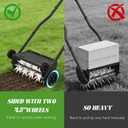 Heavy Duty Lawn Aerator Tool with 4 Wheels, Manual Lawn Aerators Tool with 43.3" Steel Handle, Core Aerator Lawn Tool Alternative for Lawn, Garden and Yard