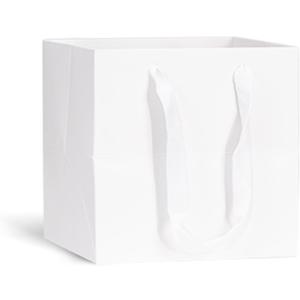 Aosric White Paper Bags 12 Pcs, 8x8x8 In Large Gift Bags with Handles for Party Favor, Wedding, Celebration, Shopping Bags, Souvenir Bags, Reusable Grocery Bags Bulk for Business, Retail