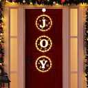 Retisee 3 in 1 Christmas Joy Lights for Front Door, 6.3 Inch Christmas Lights Decorations Battery Operated LED Joy Sign Acrylic Hanging Light for Outdoor Indoor Tree Home Office Shops Holiday