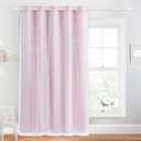 NICETOWN Bedroom Curtains 84 inches Long - Double Layered Ombre Moon Star BlackoutCurtain Panel with White Sheer Overlay, Nursery Curtains for Kids Room Decor, 70" Wide, Pink, 1 Piece