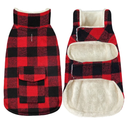 Malier Winter Coat for Dogs - Classic Plaid Fleece Cold Weather Jacket With Pocket, Windproof Warm Vest Clothes for Small Medium Large Dogs (Red, Medium)