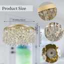 Deckrico 19.7" Gold Crystal Chandelier, Modern Flush Mount Ceiling Light Fixture Luxury Tri-Color LED Lighting for Living Room Dining Room Bedroom