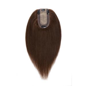 Elailite Hair Toppers for Women Real Human Hair 5.1"x2.8" Silk Base 14 Inch Chocolate Brown 260427