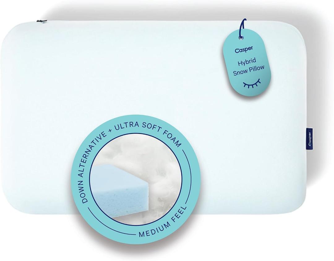 Casper Sleep Hybrid Snow Pillow, King, White