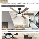 60 Inch Ceiling Fans with Lights, Large Modern Brown Ceiling Fan with Light and Remote Control, 6 Double Sided Blades, 6 Speed Reversible Motor, Dimmable LED, Silent Timing, Indoor Outdoor Patio Use