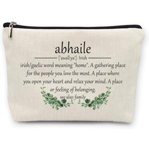 huester Irish Gifts for Women Makeup Bag, Gift for Family Members Cosmetic Bag for Women, Ireland Gifts, Abhaile Irish Family Toiletry Bags Travel Zipper Makeup Pouch (Home)