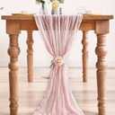 12Pack Light Pink Table Runner 10Ft Cheesecloth Table Runner Boho Gauze Table Runners Long Cheese Cloth Table Runners for Wedding Party Bridal Shower Thanksgiving Christmas
