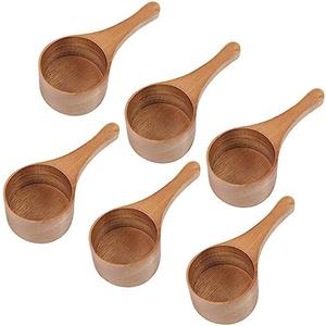MornHalo 6 Pack Acacia Wood Coffee Scoops, Small Wooden Coffee Spoons for Jars and Containers Set of 6 Tablespoon Bean Scoop Cute Coffee Beans Measuring Scoop for Cooking Bath Salt