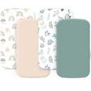 4 Pack Bassinet Sheets Compatible with 20" x 35" Newton, Jimglo 3 in 1, HARPPA and Larex 3 in 1 Baby Bassinet, Soft and Skin-Friendly, Mint Green and Color Rainbow