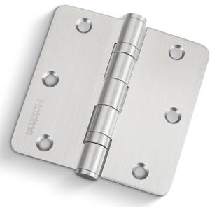 Haidms 3 Pack Ball Bearing Door Hinges 3.5 Inch Satin Nickel Door Hinges with 1/4'' Radius Corner 304 Stainless Steel Hinge for Heavy Duty Exterior Doors