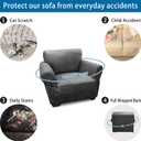 Single Sofa Cover Leather Look Chair Covers for Living Room 1-Piece Sofa Chair Covers with Arms Stretch Furniture Protector with Elastic Bottom & Pockets(Armchair, Grey)