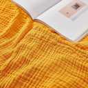EMME Cotton Throw Blanket - 100% Muslin Soft, Breathable Gauze - All Season, Pre-Washed - Mustard Yellow, 50"x70"