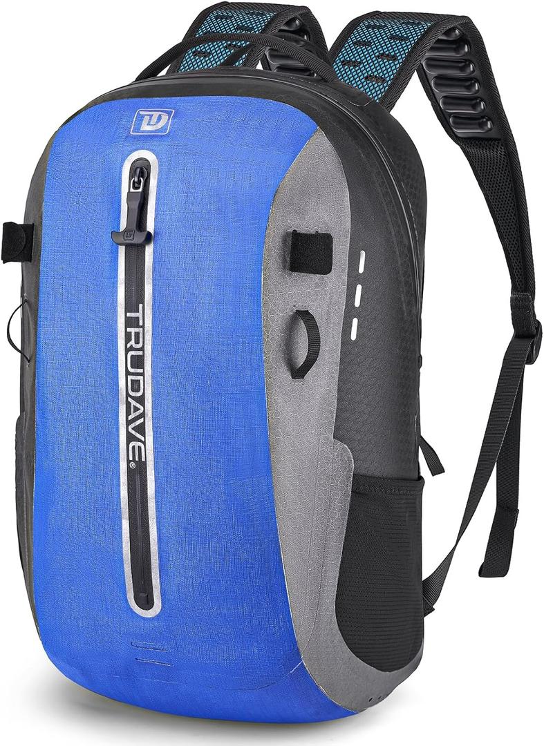 Waterproof Backpack, Waterproof Submersible Backpack, Floating TPU Coated Dry Bag with Airtight Zipper for Kayak, Fishing, Boating, Hiking (30L) (Blue)