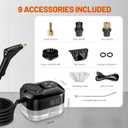 Pressurized Handheld Steam Cleaner, Portable Steamer for Cleaning with 1.2L Large Tank, 15s Fast Heat-Up, 6-Level Adjustable, Powerful Steam Cleaner for Home, Car, Kitchen, Tile, Grout (Black)