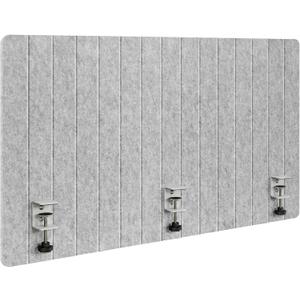48" Desktop Privacy Screen - Sound Absorbing Felt Panel, Clamp-On Foldable Office Divider for Desk, Silver Gray