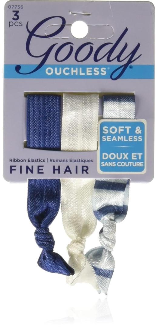 3 x Goody WoMens Ouchless Ribbon Elastics, Nautical, 3 Count
