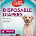 Simple Solution Disposable Dog Diapers for Female Dogs, True Fit, Absorbent, Leak Proof with Wetness Indicator, XL Puppy & Doggie Period Pad and Pee Diaper, for Large Pets, 18-27 Inch Waist, 12 Count 