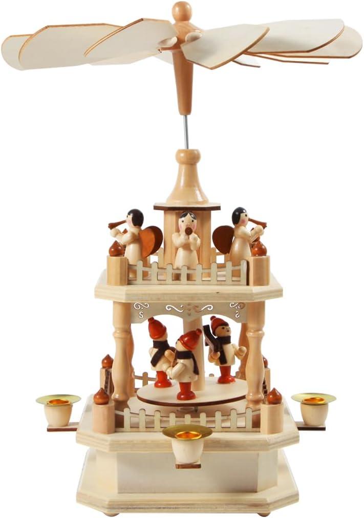 14 Inches Wooden Christmas Pyramid with 4 Candle Holders- Nativity Scene Set-Under The Xmas Tree -Christmas Table Top Decor.