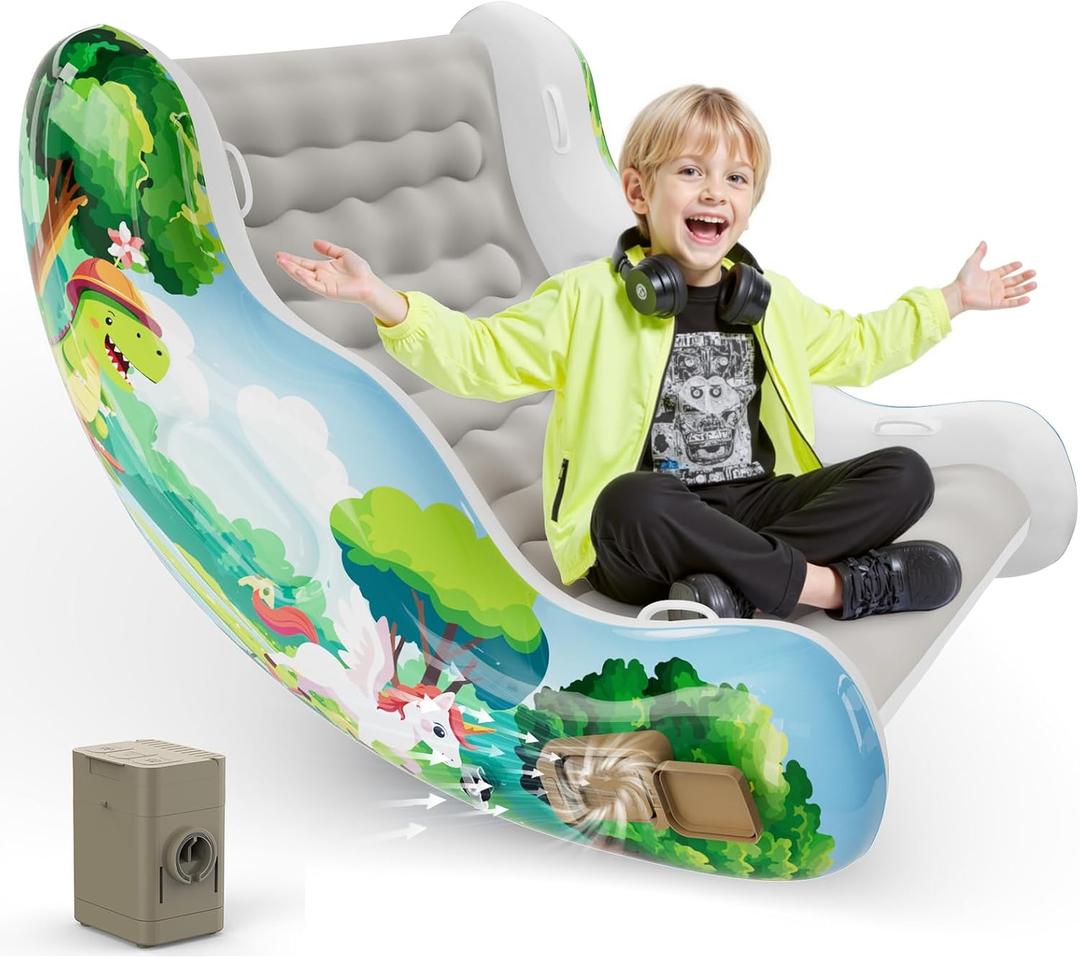 Sensory Chair for Kids, Inflatable Rocking Chair for Kids with Autism & ADHD, Air Cloud Rocker for Toddler as 3 4 5 6 7 8 Year Old Boy Girl Gifts, Autism Sensory Products Training Body Coordination, 42.52" W x 46.46" L x 32.68" H