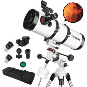 Telescope 150EQ Astronomical Professional Telescope for Adults High Powered, Reflector Manual Equatorial Telescopes for Beginners.Comes with Phone Adapter, Stainless Tripod & Filter and Carrying Bag