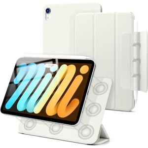 Dwopar Magnetic Case for iPad mini 7 A17 Pro, Slim Smart Folio for iPad mini 7th/6th Generation 8.3 Inch 2024/2021 Model, Lightweight Trifold Stand, Auto Sleep/Wake, Support Pencil Pro, White