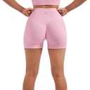 SUUKSESS Women Seamless 2 Piece Workout Sets Criss Cross Sports Bra High Waist Booty Shorts (Medium, Pink)