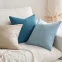 MIULEE Pack of 2 Decorative Farmhouse Linen Pillow Covers Rustic Boho Accent Outdoor Couch Throw Pillow Covers for Cushion Bed Sofa Living Room Home Decor 18x18 Inch Light Blue